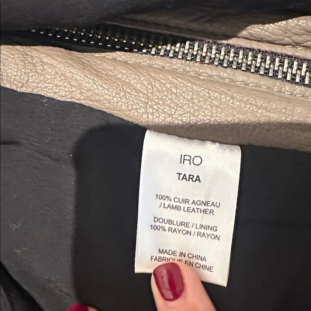 IRO Leather Moto Jacket in Gray/Putty Color - Picture 7 of 12